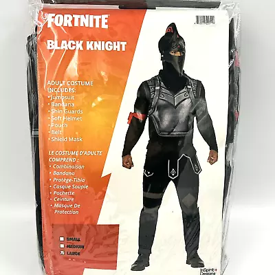 Adult Black Knight Men Costume Fortnite Hooded Tunic Halloween Large Cosplay • $29.80