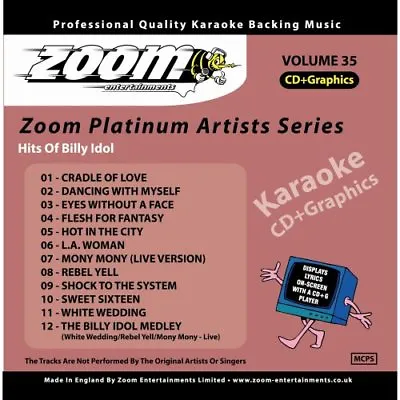 £4.95 • Buy Zoom Karaoke Platinum Artists Series Volume 35 CD+G - Hits Of Billy Idol