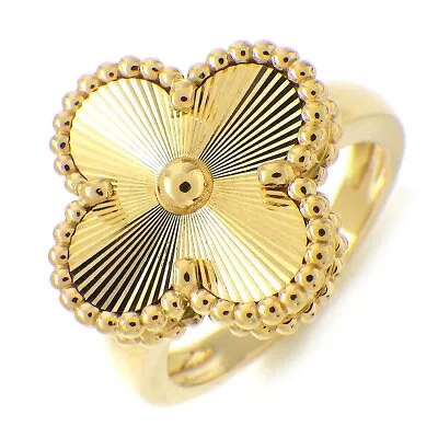 Van Cleef & Arpels Ring Vintage Alhambra VCARP6I300 Guilloche Flower 750YG #49 • $3650