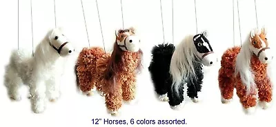 One Yarn Horse Four Legged Black With White Hair String Marionette 12  Puppet • $21.15