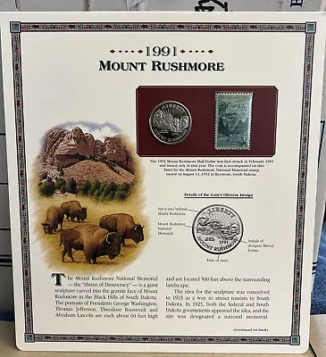 1991 Mount Rushmore Half Dollar Postal Commemorative Coin & Stamp • $12.98