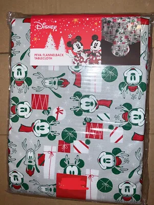 Disney Mickey Mouse Christmas GRAY Flannelback Tablecloth NEW • $19.96