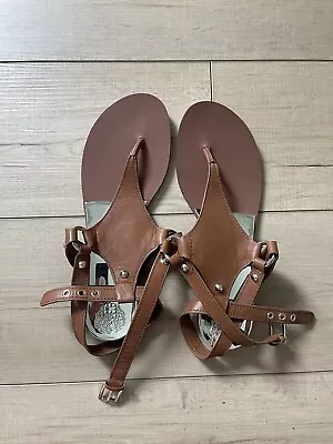 Women's Vince Camuto Adalina Golden Brown Leather Strappy Sandals 9.5 • $19.96