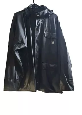 Rare Men's CARHARTT Black Work Flex Full Zip Rain Coat Jacket LG With  C67BLK • $70