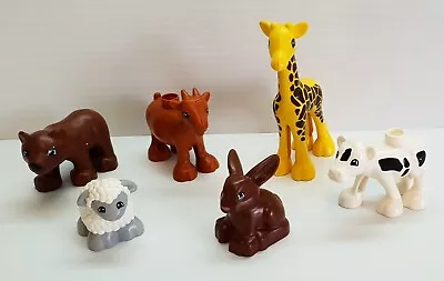 Lego Duplo Lot Of 6 Animals Figures - Giraffe Rabbit Bear Sheep Goat Cow • $30