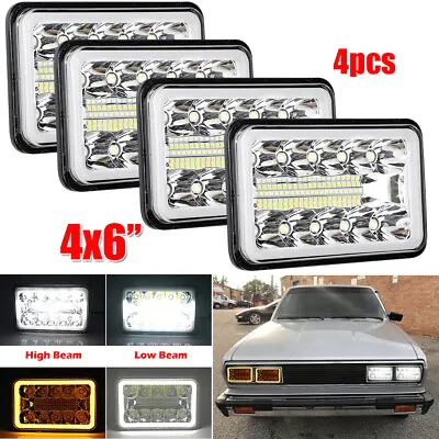 4pcs Fit Datsun 510 1980 1981 4x6 Inch LED Headlights Halo DRL Hi/Lo Beam W/DOT • $57.11