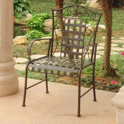 International Caravan 3450-2CH-RT-BN Mandalay Iron Chair Rustic Brown Set Of  2 • $111.80