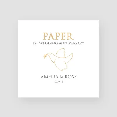 £3.85 • Buy Handmade Personalised 1st Wedding Anniversary Card Paper Dove Traditional Cute