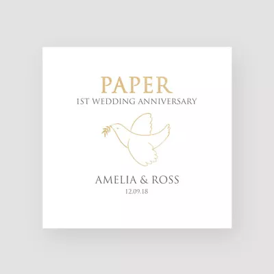 £3.85 • Buy Handmade Personalised 1st Wedding Anniversary Card Paper Dove Traditional Cute