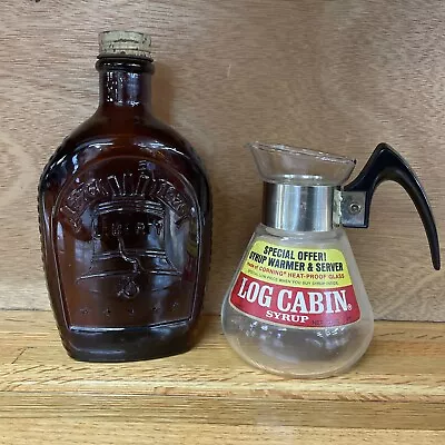 Vintage Log Cabin Bicentennial Syrup Bottle Flask Liberty Bell Corning Ware Warm • $7.99