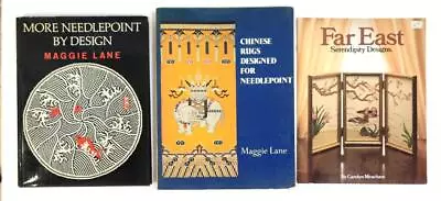 Set Of 3 CHINESE NEEDLEPOINT BOOKS Maggie Lane Carolyn Meacham Rug & Designs • $9.95