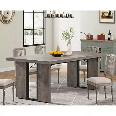 Tribesigns 71  Large Dining Table For 6 To 8 People Rustic Farmhouse Style • $204.56