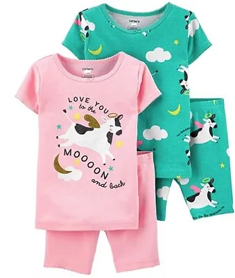 NWT 4t 4 Or 5t 5 Cow Farm LOVE YOU To The Moon & Back Pajamas Summer Carters 4pc • $39.80