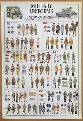 Military Uniforms Of WW II Vintage Hobby Poster 27 X 39 • $52.45