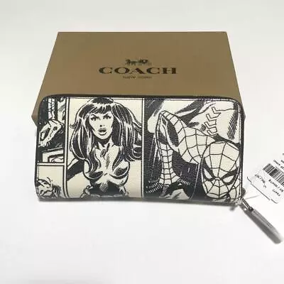 COACH X Marvel Spider-Man Collaboration Round Zip Wallet Black/White From Japan • $192.75