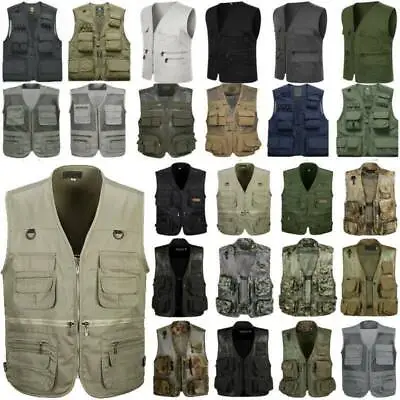 £14.34 • Buy Men's Utility Multi Pockets Jacket Fly Fishing Hunting Vest Shooting Waistcoat