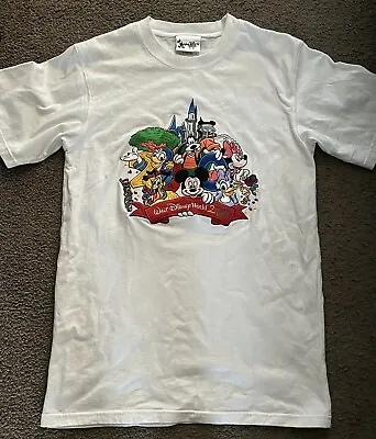 Vintage Embroidered Disney World Florida 2000 Mickey Mouse T Shirt Pluto Goofy • $40