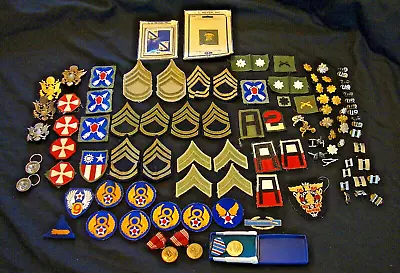 WWII & Vietnam U.S. Military Chevrons Offcr Rank Insignia Medals Etc. • $22.50