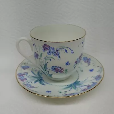 Lomonosov Teacup And Saucer Set Russia Blue Purple Flowers Floral Vintage • $24.99