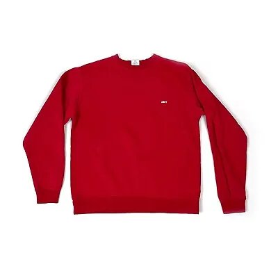 Red Obey Small Logo Cotton Jumper Sweatshirt Small S Mens Size • £15.90