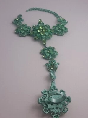 £19.99 • Buy  Light Green Indian Hand Chain Bracelet Jewellery With Finger Ring - BRAND NEW