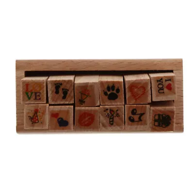 12pcs Wooden Love Heart Stamp Set For Journaling And Scrapbooking-SO • £8.89