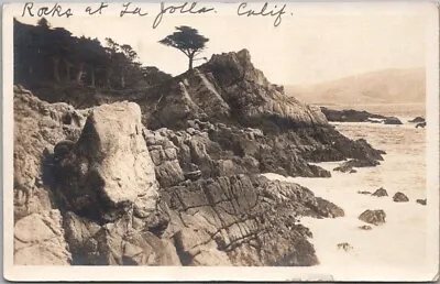 La Jolla California RPPC Real Photo Postcard Shore Scene 1928 LOMA PORTAL Cancel • $4
