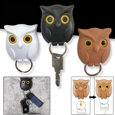 Night Owl Magnetic Wall Key Holder Hook Hanging Key It Will Open Eye Keychain • £5.53