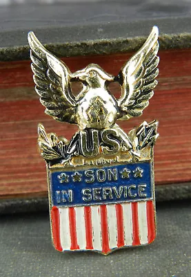 Vintage Signed Coro 925 Sterling Silver US Military Son In Service Eagle Pin • $21