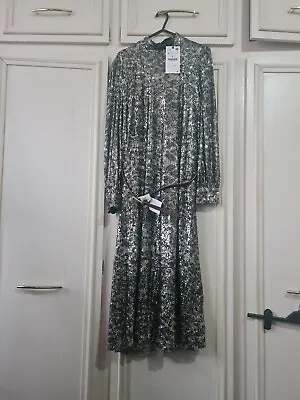 Zara Full Sequin Dress Small With Belt Lined Cuffed With Buttonsbrand New Label • $99.60