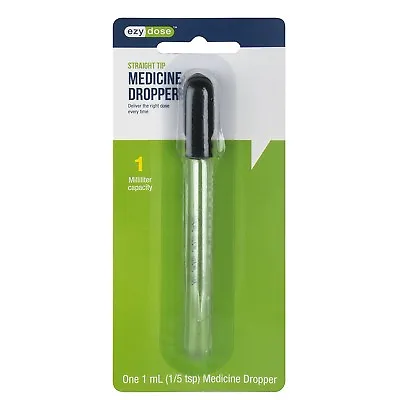 Ezy Dose Straight Tip Calibrated Glass Medicine Dropper With 1ml Capacity 1 Each • $9.05