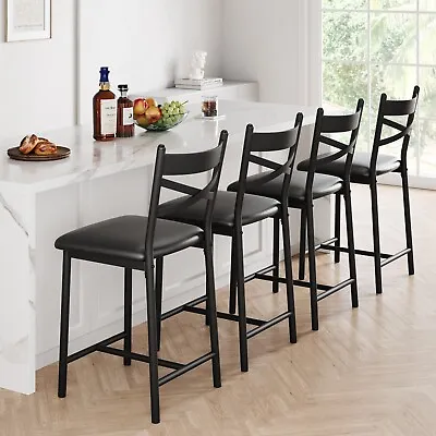 Set Of 2 Bar Stools Counter Height Upholstered Chairs Kitchen Island Dining Room • $79.99