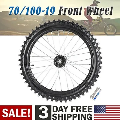 19  Front Wheel 70/100-19 Tire Rim Assembly For Dirt Pit Bike Apollo SSR CRF TTR • $135.20