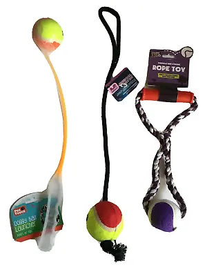 Dog Walking Tennis Ball Thrower Tug Pull Toy Rope Toys Dog Birthday Treat  • £8.99