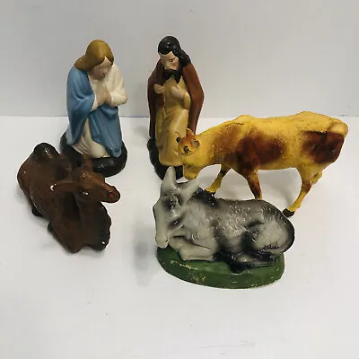 $24.95 • Buy 5 Vintage Nativity Set Figurines Christmas Mary Joseph Camel Cow Donkey Japan