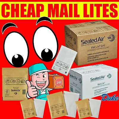 Mail Lite / Lites Padded Envelopes Bags 'all Sizes' Fast Courier White Or Gold • £12.06