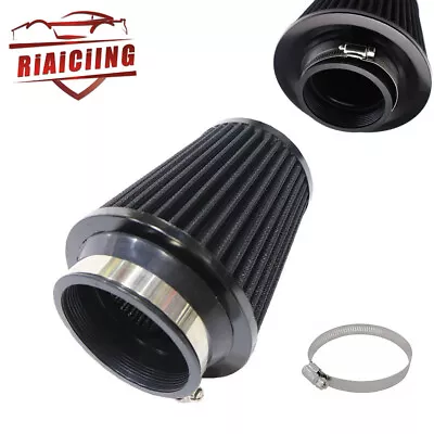 Black 3  76mm Performance High Flow Cold DryAir Intake Cone Replacement Filter • $12.17