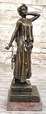 Elegant Bronze Sculpture By Villanis Captive Woman Awaits  Fine Art For Home • $199.50