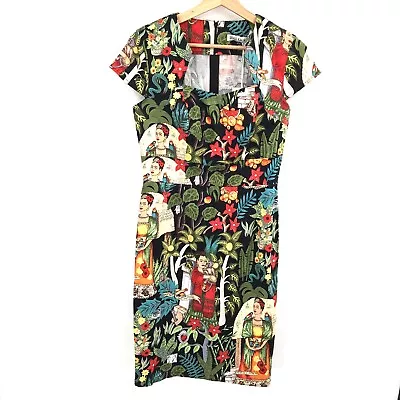 NEW GRACE KARIN Cotton Cap-Sleeve Sweetheart Sheath Dress Black Frida Kahlo S • $36