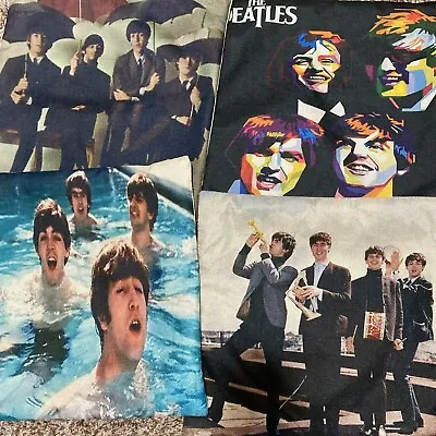 Set Of 4 The Beatles 17” X 17” Burlap Throw Pillow Covers Zip Covers Washable • $29.90