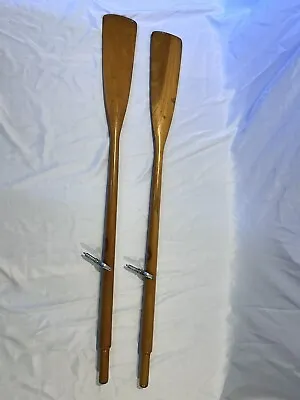 Antique Wood Oars Set Of 2 54” Long Long Boat Wood Oars Includes Wynn Oar Locks • $185