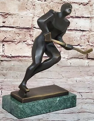 Bronze Statue Hockey Player Signed Mario Nick Hand Made Figurine Figure Deal • $309