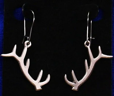 Pewter Elk Antler/Horn Dangle Earrings By Empire Pewter • $12.99