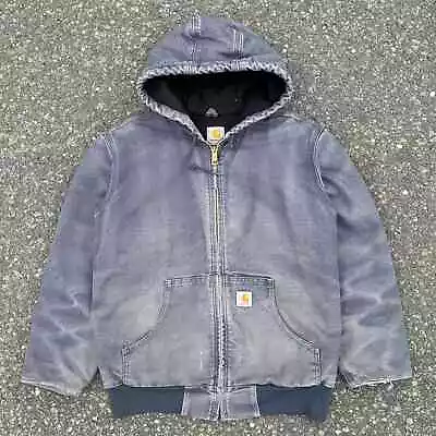 Vintage Blue Gray Faded Carhartt Work Wear Hooded Jacket  • $125