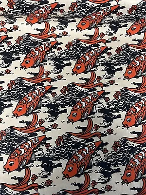 Japanese Vintage Coy Fish 100% Cotton Fabric. Per Metre • £5.99