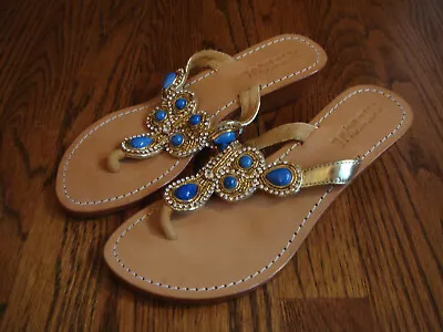 MYSTIQUE STONES THONGS FLIP FLOPS WEDGE SANDALS Size 6 • $33.99