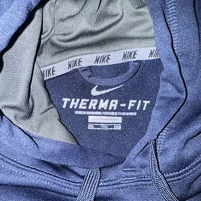 NIke Therma Fit Hooded Sweatshirt Mens 2XL XXL Blue Pullover Hoodie Fleece • $19.97