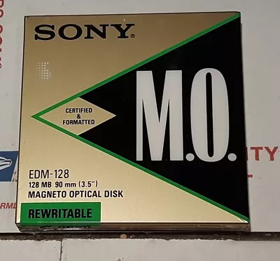 New Sealed Sony EDM-128 Magneto Optical Disc. Re-Writeable 128MB 3.5  (90mm). • $7.98