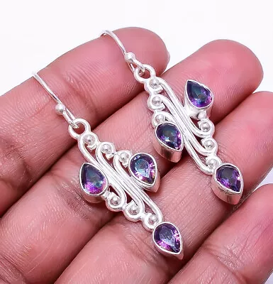 Rainbow Mystic Fire Topaz 925 Sterling Silver Earring 1.95  E6 • $19.20