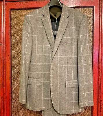 NWT J CREW MENS CROSBY SLIM Jacket IN GRAY WINDOWPANE  SZE 42L • $120